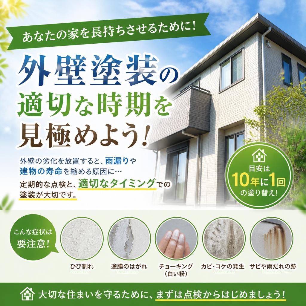 あなたの家を長持ちさせるために！<br />
外壁塗装の適切な時期を見極めよう！