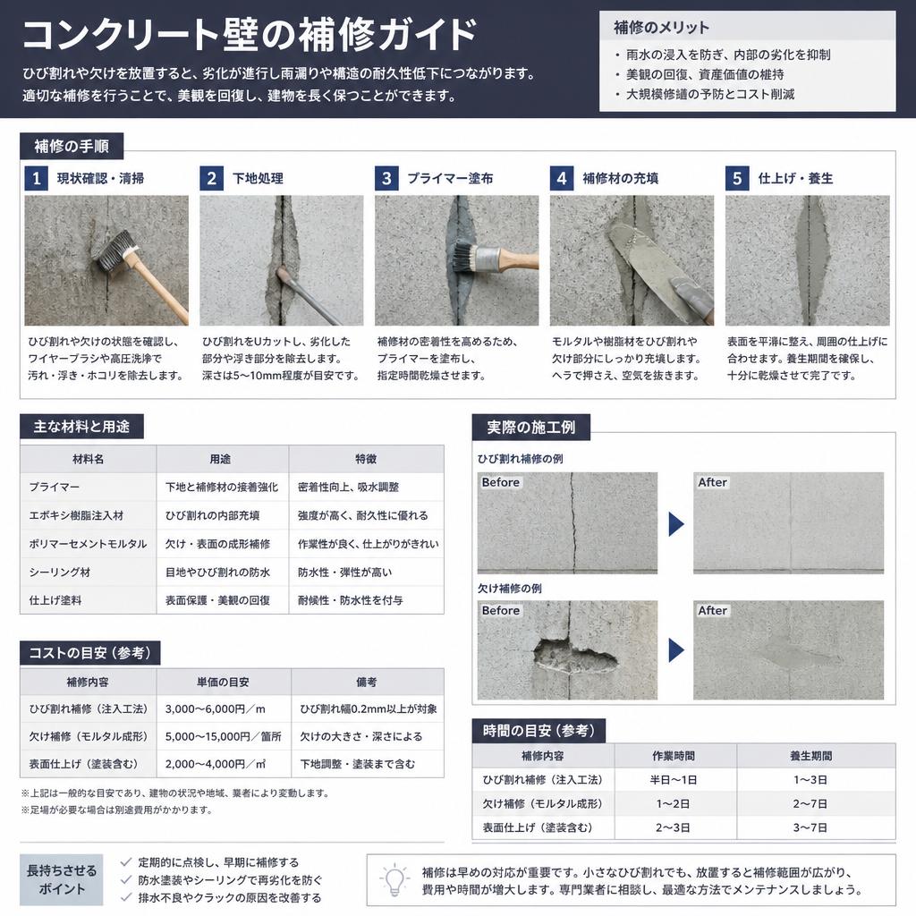 5. ひび割れや肉痩せの補修方法