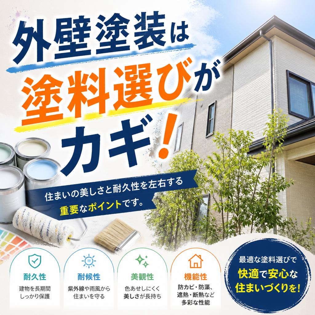 外壁塗装は塗料選びがカギ！アクリル・ウレタン・シリコン・シリコンハイブリッド・フッ素・無機塗料ランニングコスト的には？