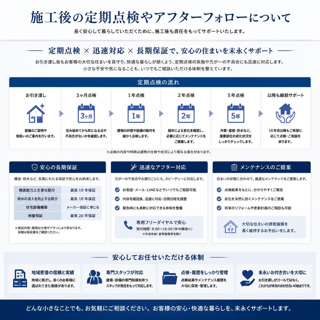 施工後のアフターフォローが安心