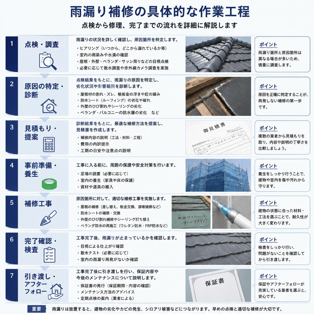 雨漏り補修の作業工程