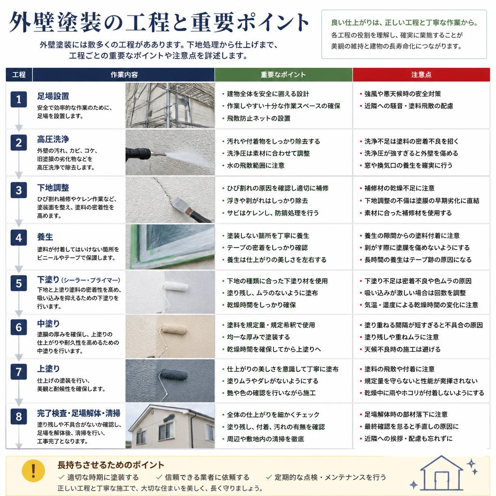 外壁塗装の工程を知ろう