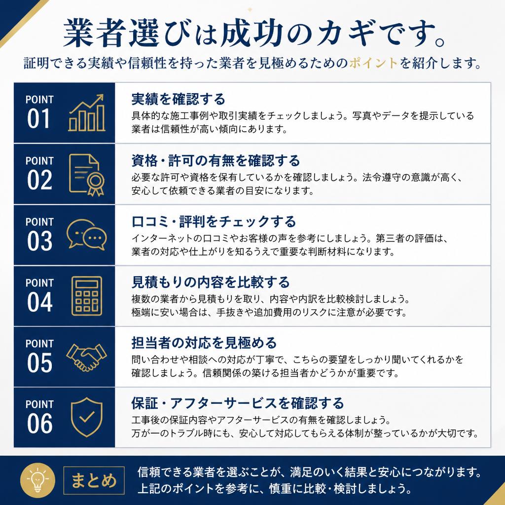 信頼できる業者はこう選ぶ