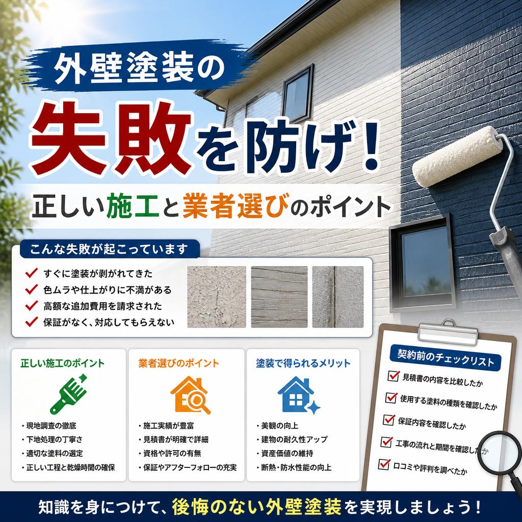 外壁塗装の失敗を防げ！正しい施工と業者選びのポイント失敗しないための知識を