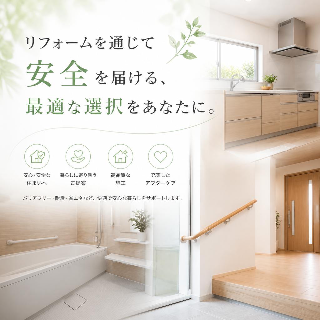 リフォームを通じて安全を届ける、最適な選択をあなたに。
