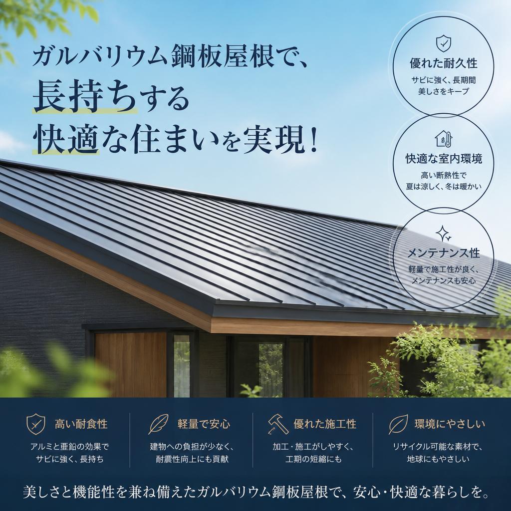 ガルバリウム鋼板屋根で、長持ちする快適な住まいを実現！