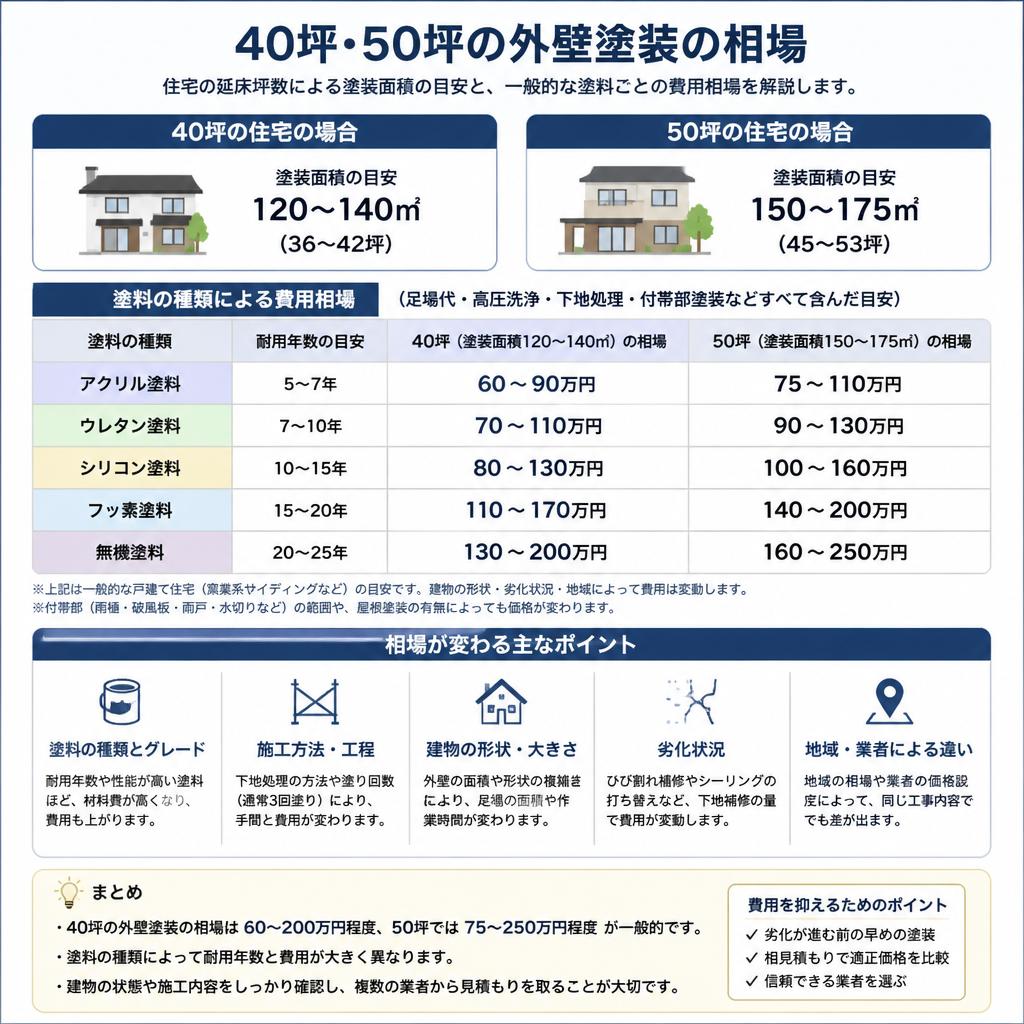 2. 40坪・50坪の外壁塗装相場を知ろう