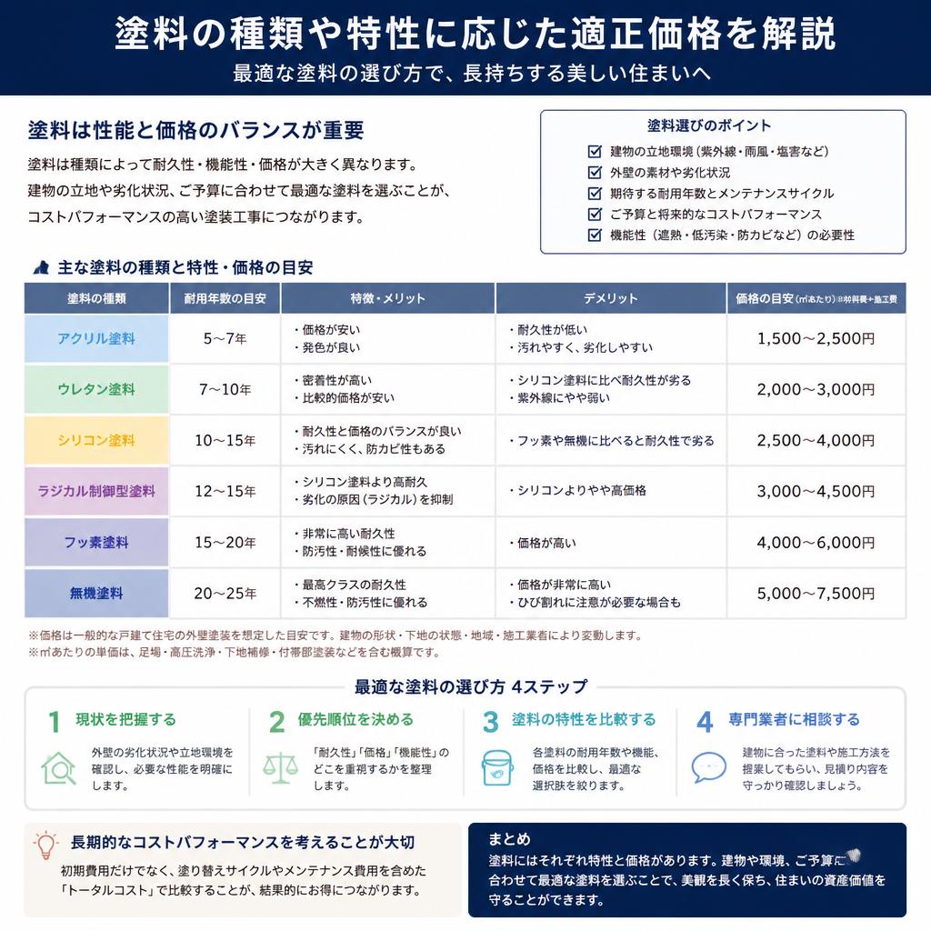 質と価格を兼ね備えた塗料の選定