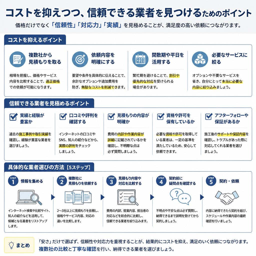安くて良い業者を見つけるポイント