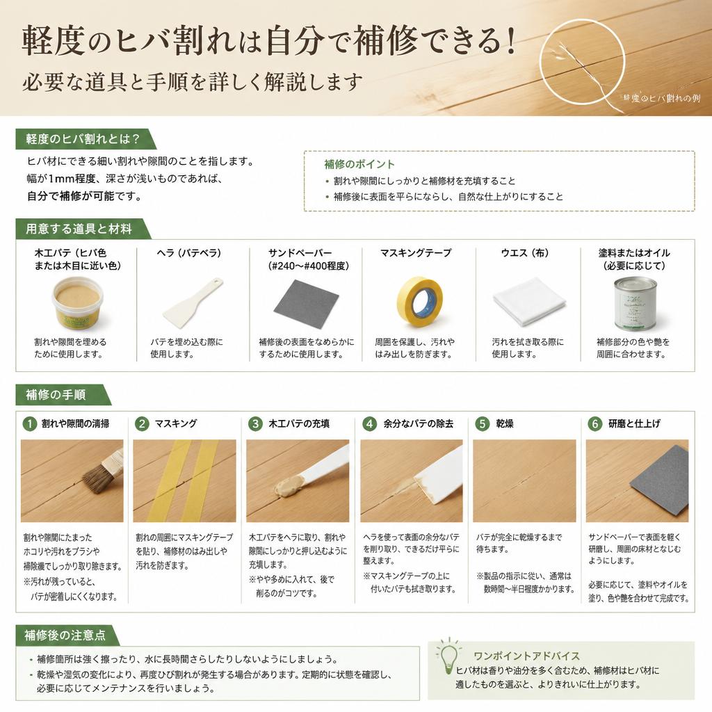 自分で補修できるヒバ割れ