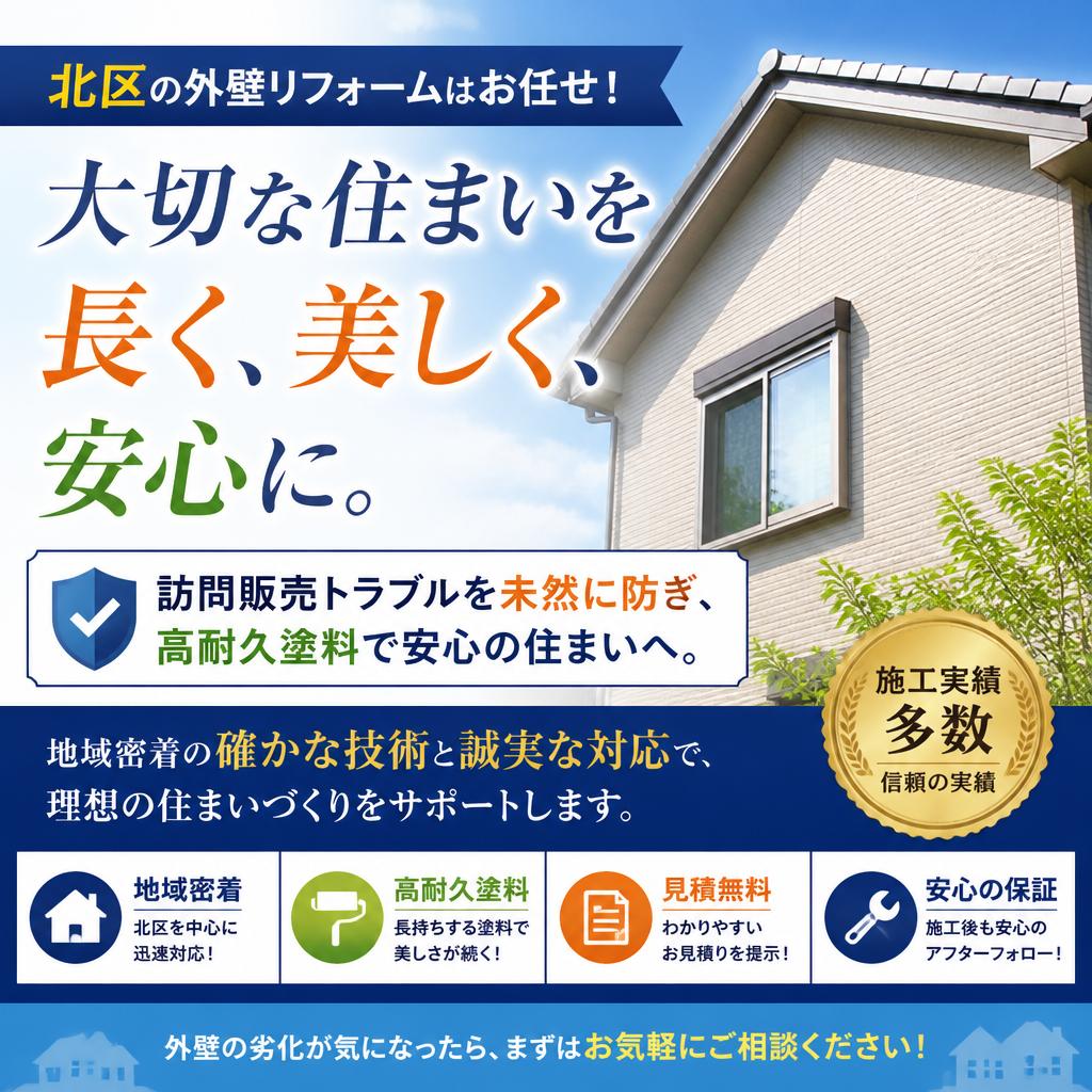 中川区の外壁リフォームはお任せ！訪問販売トラブルを未然に防ぎ、高耐久塗料で安心の住まいへ。