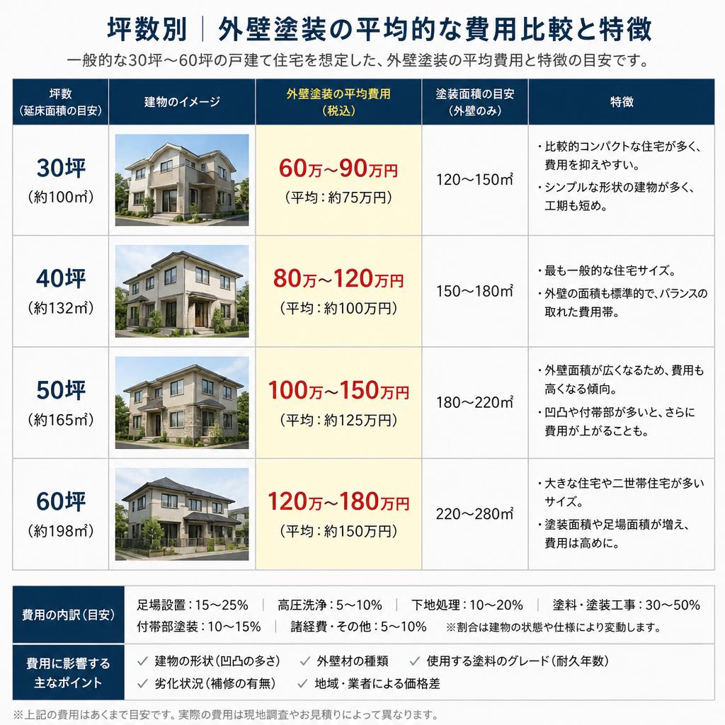 40坪・50坪の外壁塗装費用比較