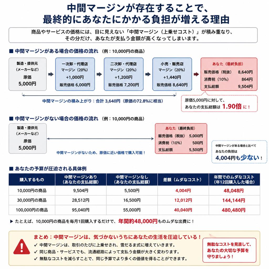中間マージンによるデメリット