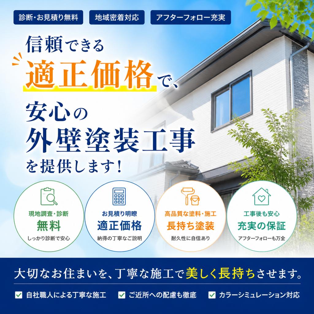 小牧市の外壁塗装適正価格で安心の外壁塗装を提供します。